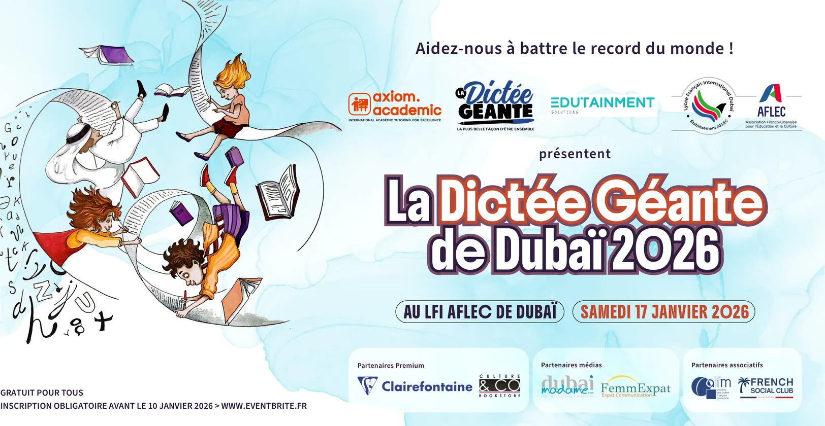 Affiche de la Dictée Géante de Dubaï 2026